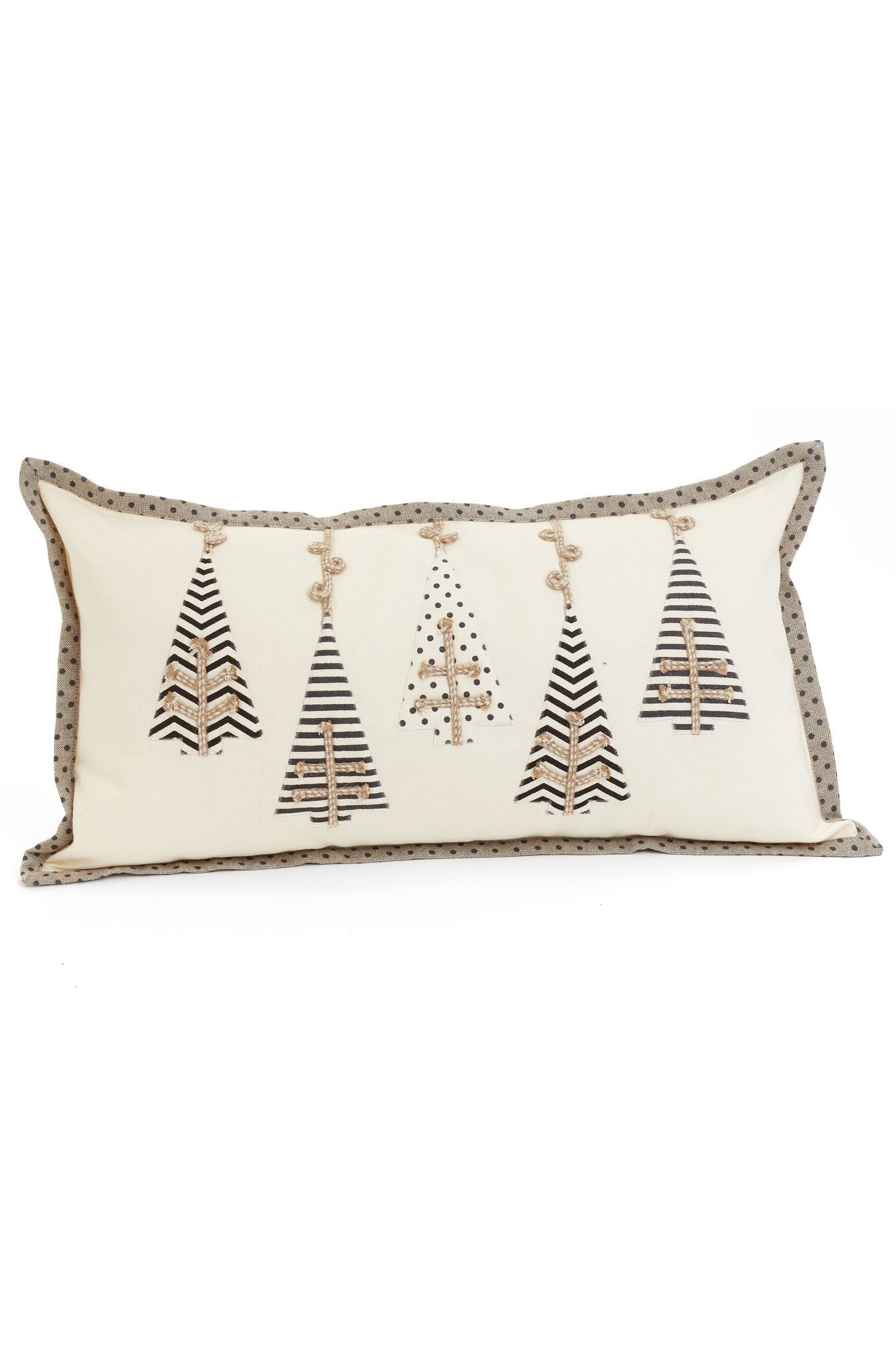 Cream and Black Christmas Tree Pillow