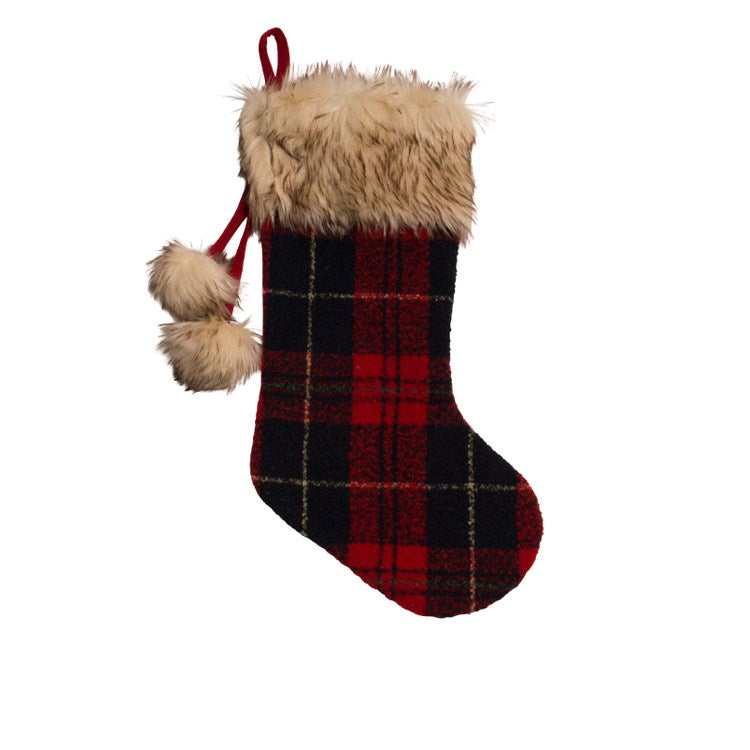 Red Plaid & Fur Trimmed Stockings