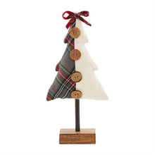 Load image into Gallery viewer, Plaid Fabric Trees Wooden Base
