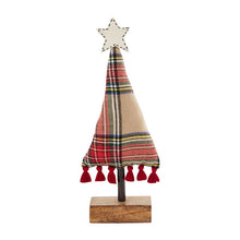 Load image into Gallery viewer, Plaid Fabric Trees Wooden Base
