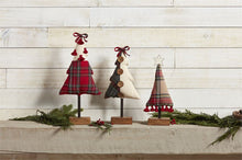 Load image into Gallery viewer, Plaid Fabric Trees Wooden Base

