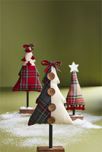 Load image into Gallery viewer, Plaid Fabric Trees Wooden Base

