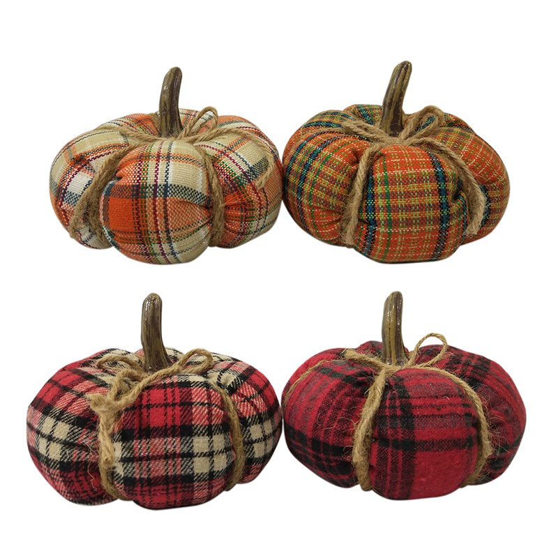 Plaid Fabric Pumpkins Medium & Small