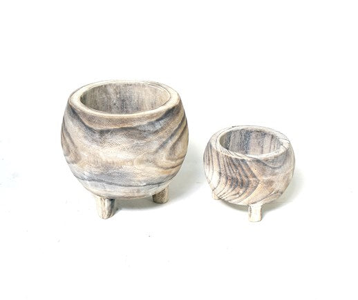Wooden bowl with feet -small or large