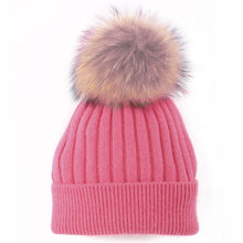 Load image into Gallery viewer, Pink Toque with fur pom angora
