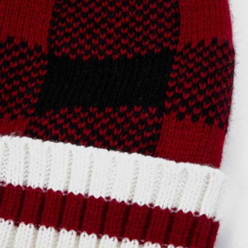 Buffalo Plaid toque with pom, striped