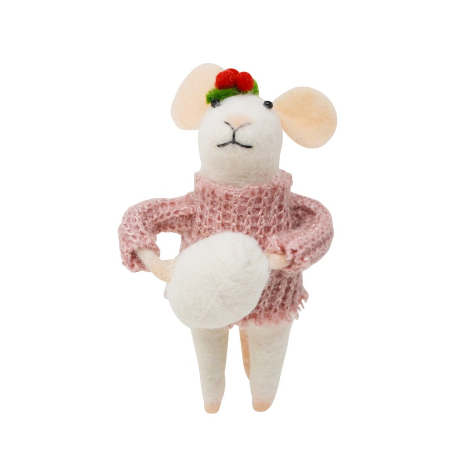 Pink Sweater Felted Mouse