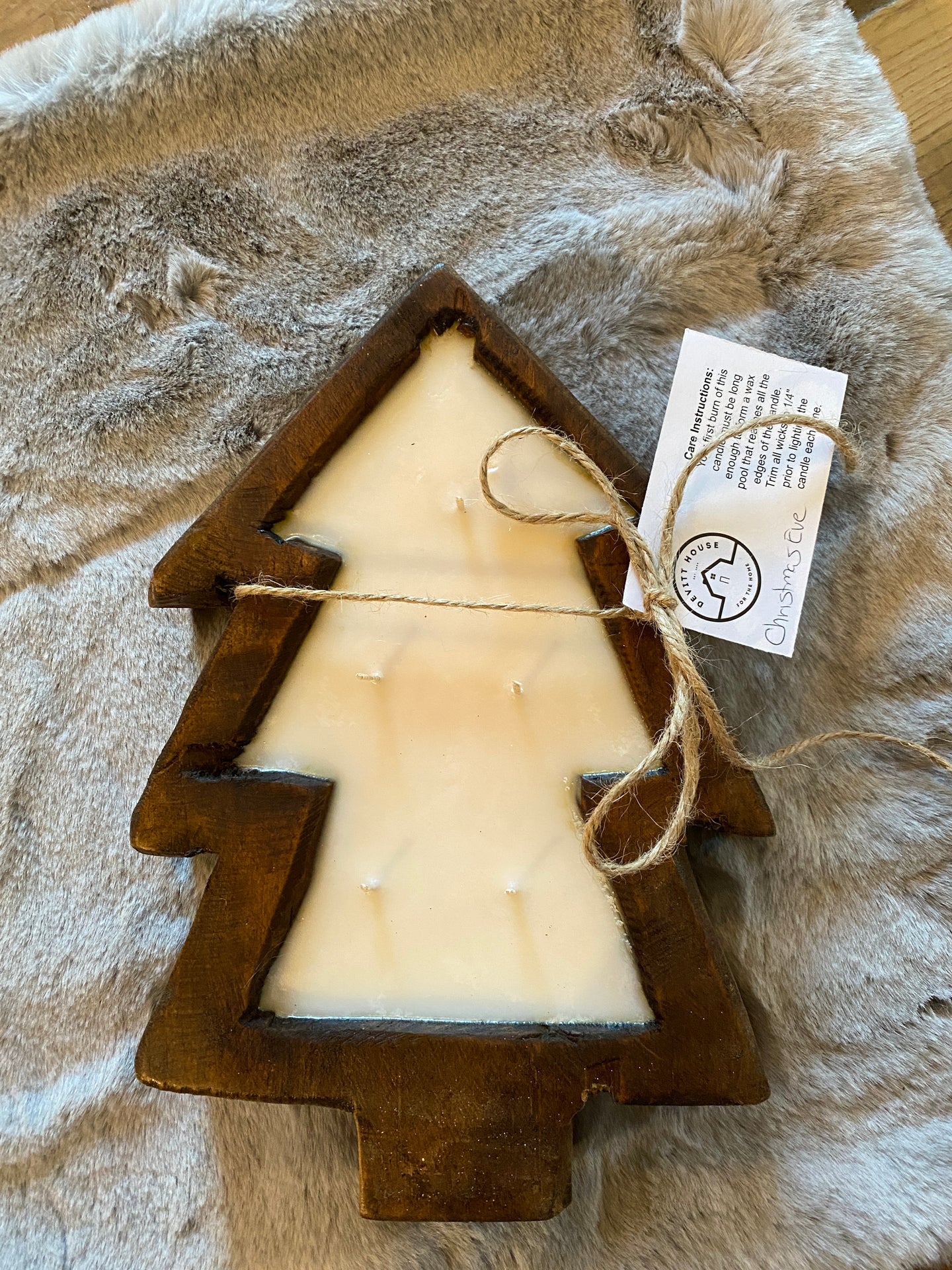 Dough Bowl Wooden Tree Candle