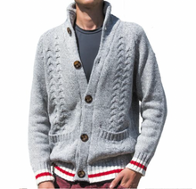 Load image into Gallery viewer, Grey Cable Knit Cardigan
