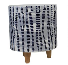 Load image into Gallery viewer, Black &amp; White Patterned Planters with wooden legs
