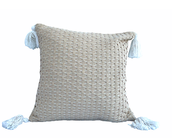 Beige Pillow With Tassels