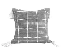 Load image into Gallery viewer, Grey Pillow With Tassels
