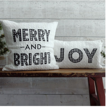 Load image into Gallery viewer, Knitted Joy or Merry &amp; Bright Pillow
