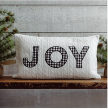 Load image into Gallery viewer, Knitted Joy or Merry &amp; Bright Pillow
