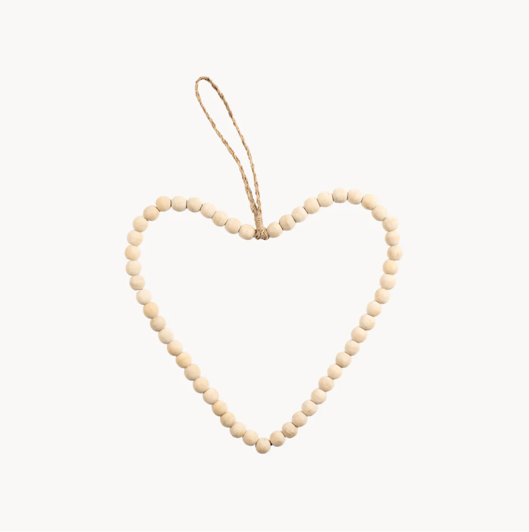 Beaded Heart Natural & White