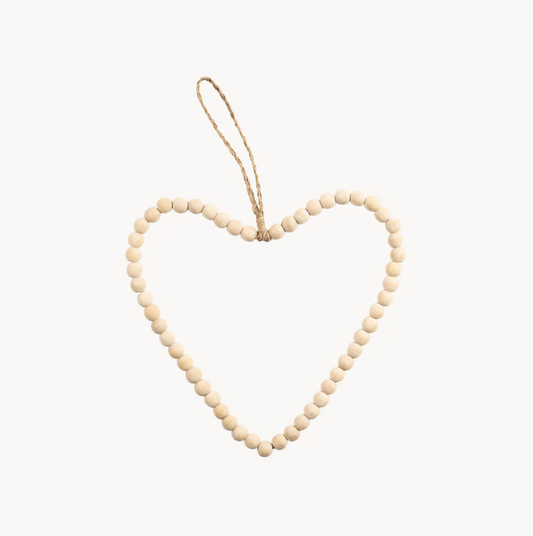 Beaded Heart Natural & White