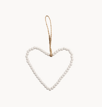 Load image into Gallery viewer, Beaded Heart Natural &amp; White
