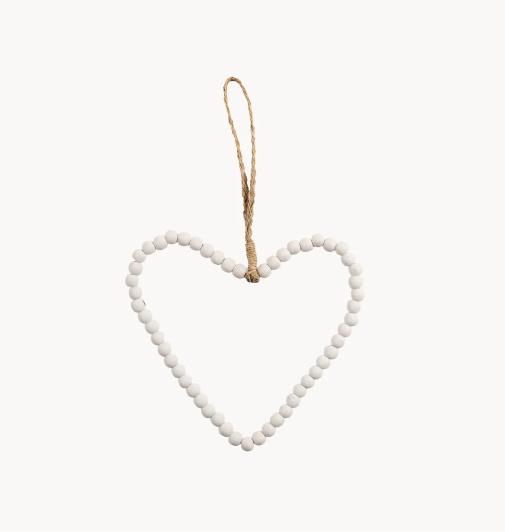 Beaded Heart Natural & White