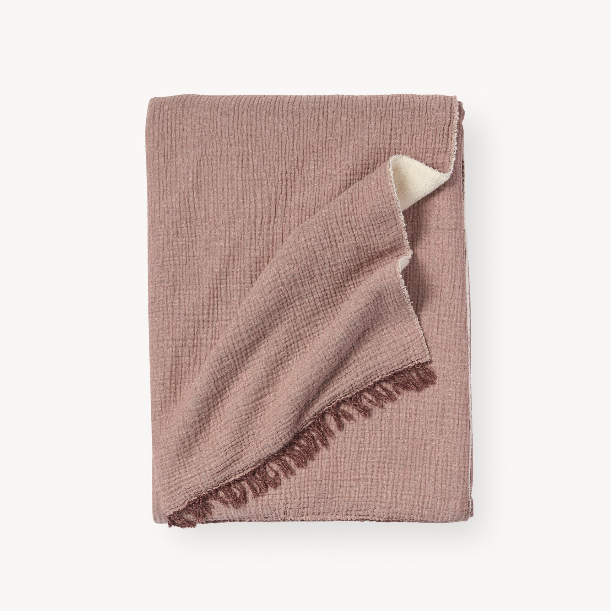 Pokoloko fair trade artisan made Turkish Cotton fleece lined throw Crinkle Shell