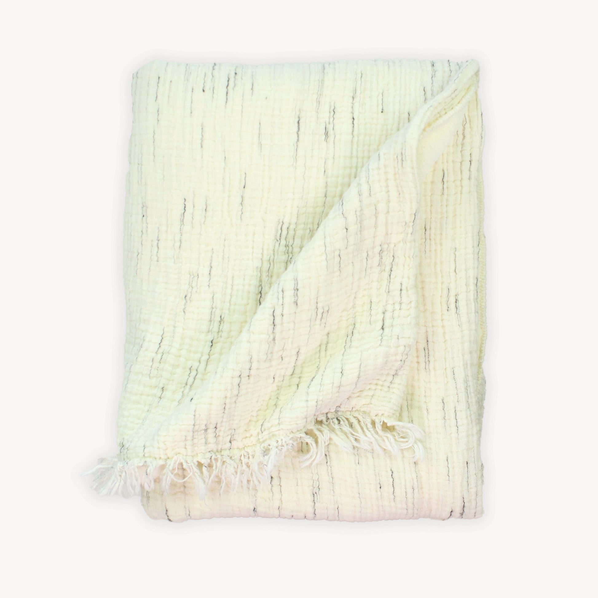 Pokoloko fair trade artisan made Turkish Cotton fleece lined throw Crinkle natural and grey