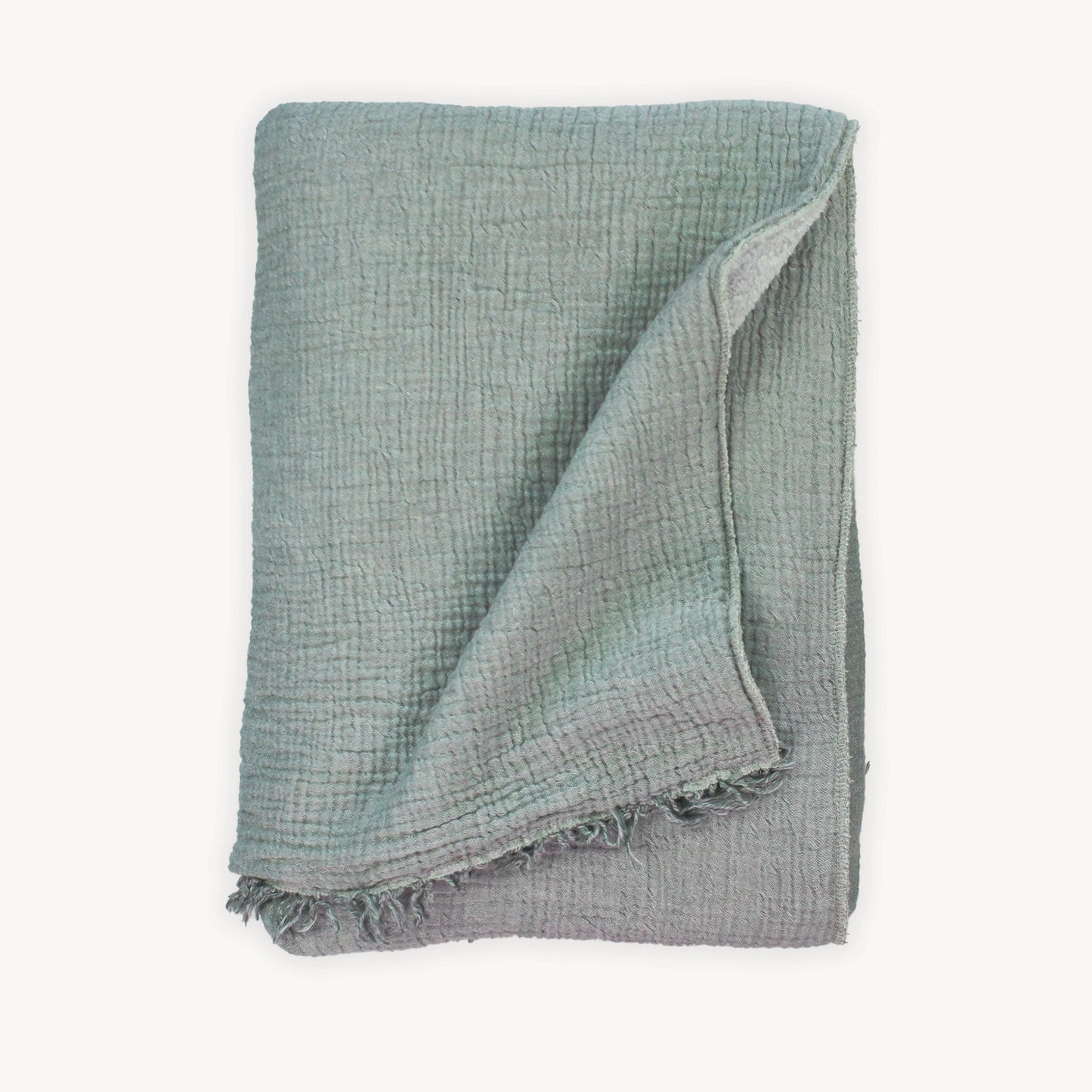 Pokoloko Turkish Fleece lined throw blanket greyPokoloko fair trade artisan made Turkish Cotton fleece lined throw Crinkle grey