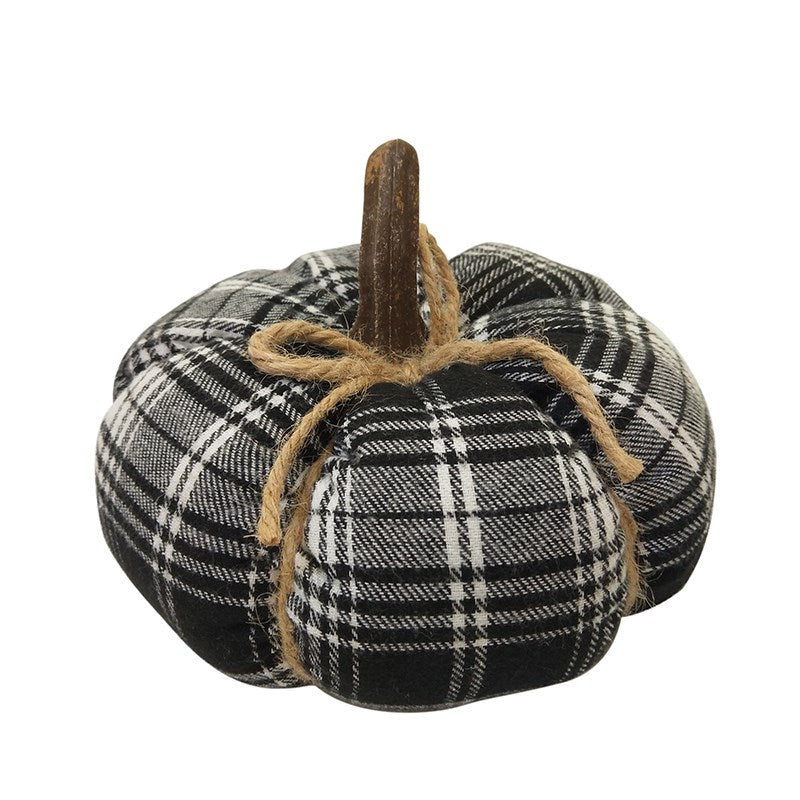 Black & White Plaid Fabric Pumpkin