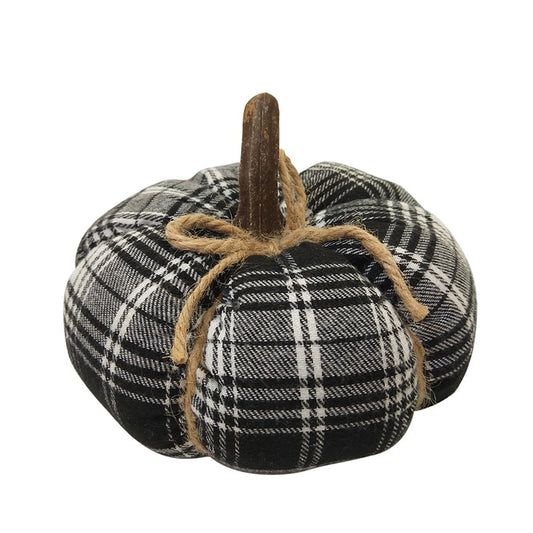 Black & White Plaid Fabric Pumpkin