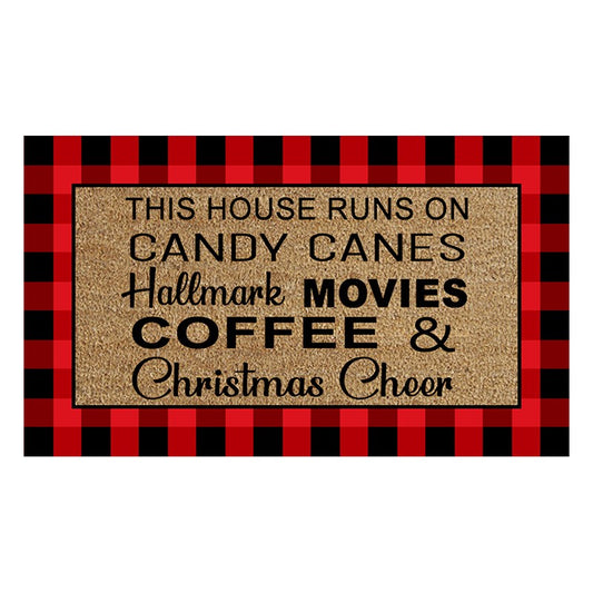 Runs on Cheer Hallmark Christmas Coir Doormat
