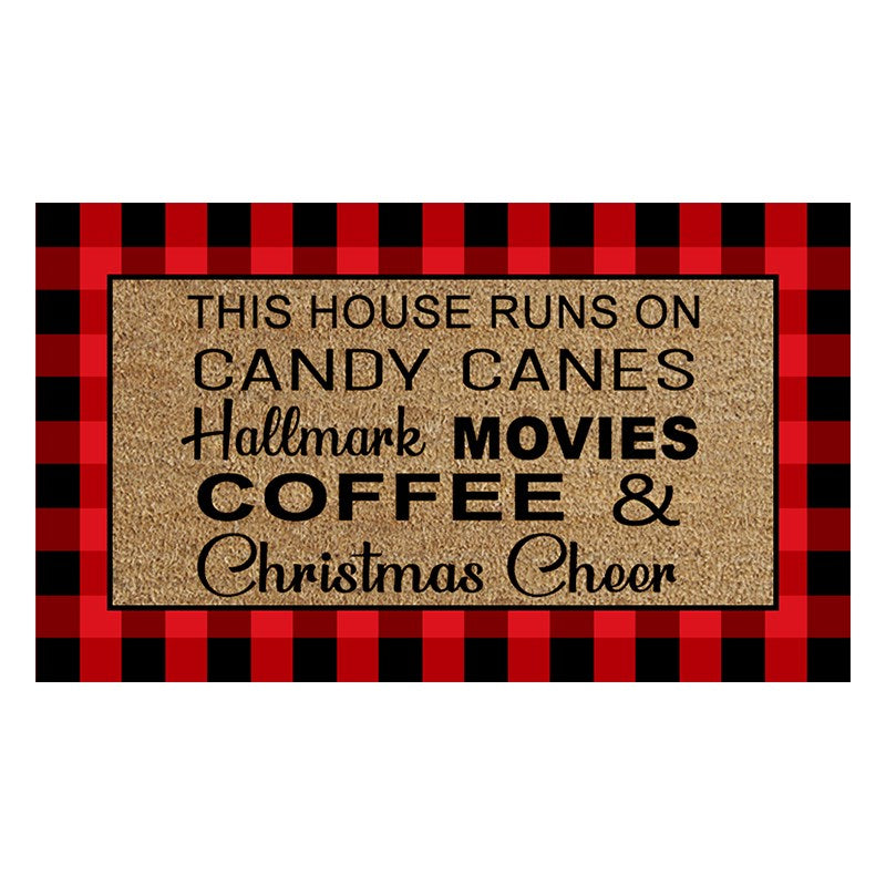 Runs on Cheer Hallmark Christmas Coir Doormat