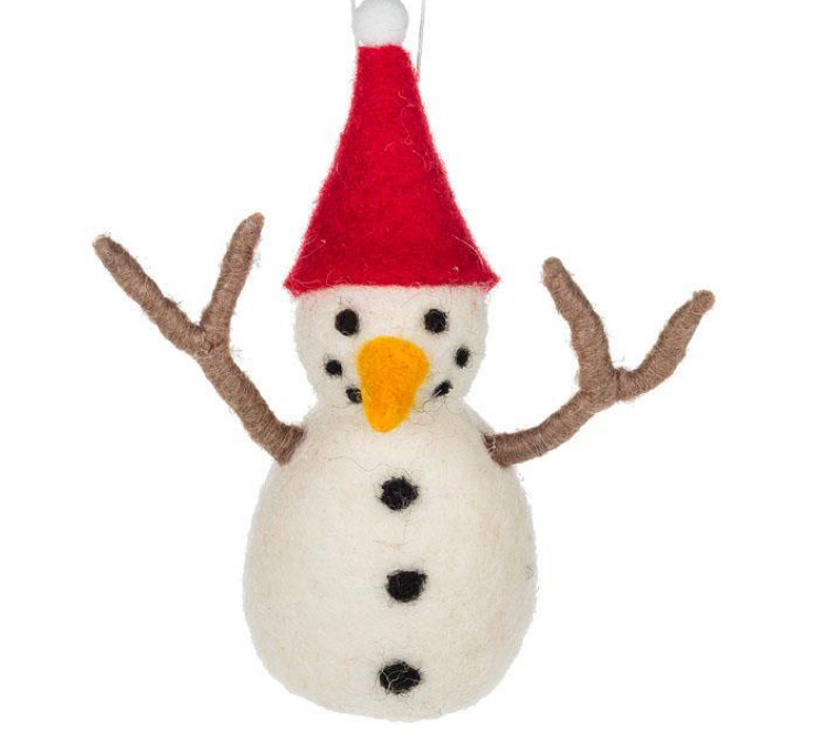 Felted Wool Snowman Ornament