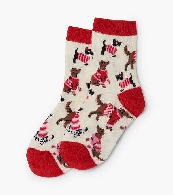 Kids White Dog Christmas Socks