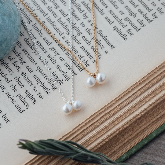 Double pearl friendship necklace