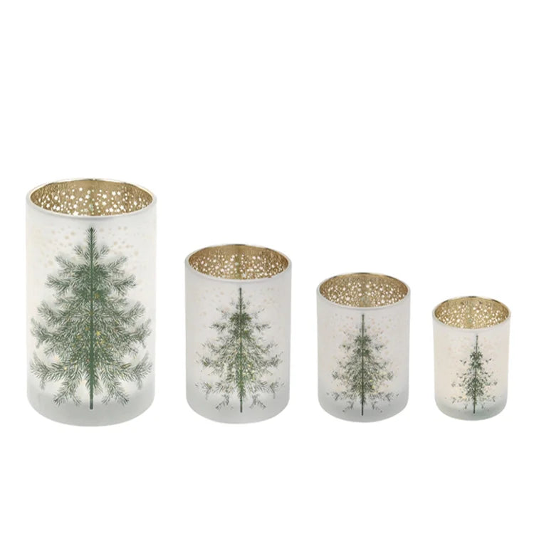 Frosted Forest Candle Holder Set of 4