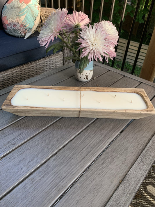 Dough bowl Candle - long rectangular wood or whitewash