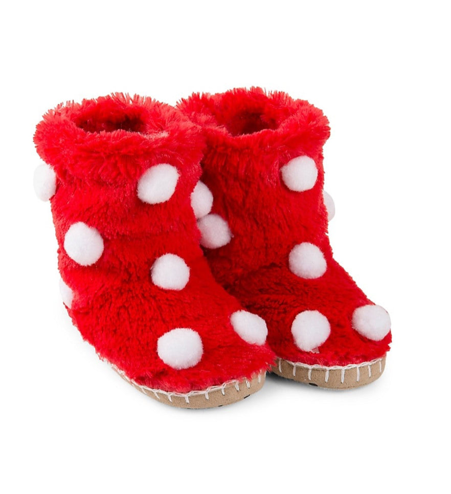 Hatley Kids Red Fuzzy Slippers