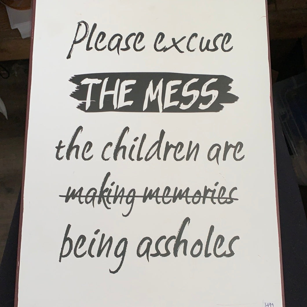 Please Excuse the Mess Sign