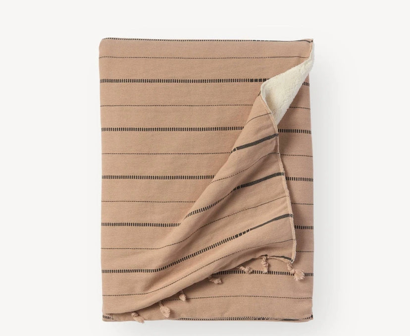 Pokoloko fair trade artisan made Turkish Cotton fleece lined throw Irena clove