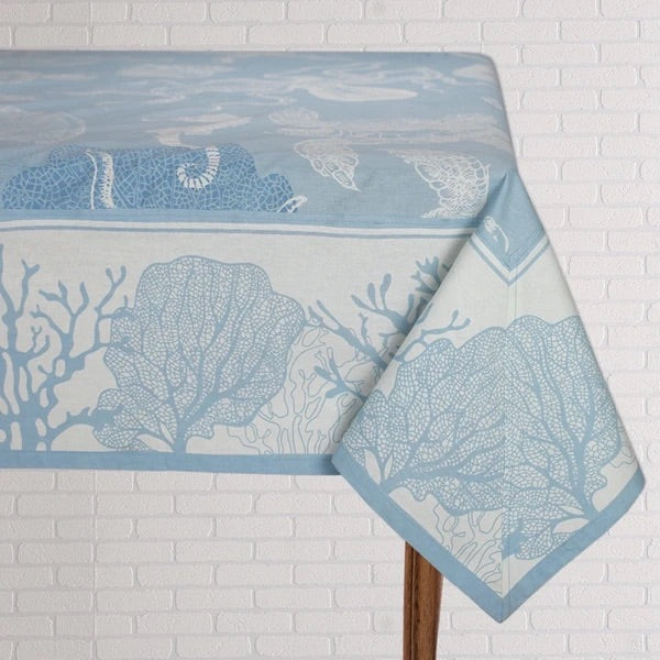 Mahogany Light Blue Coral Tablecloth