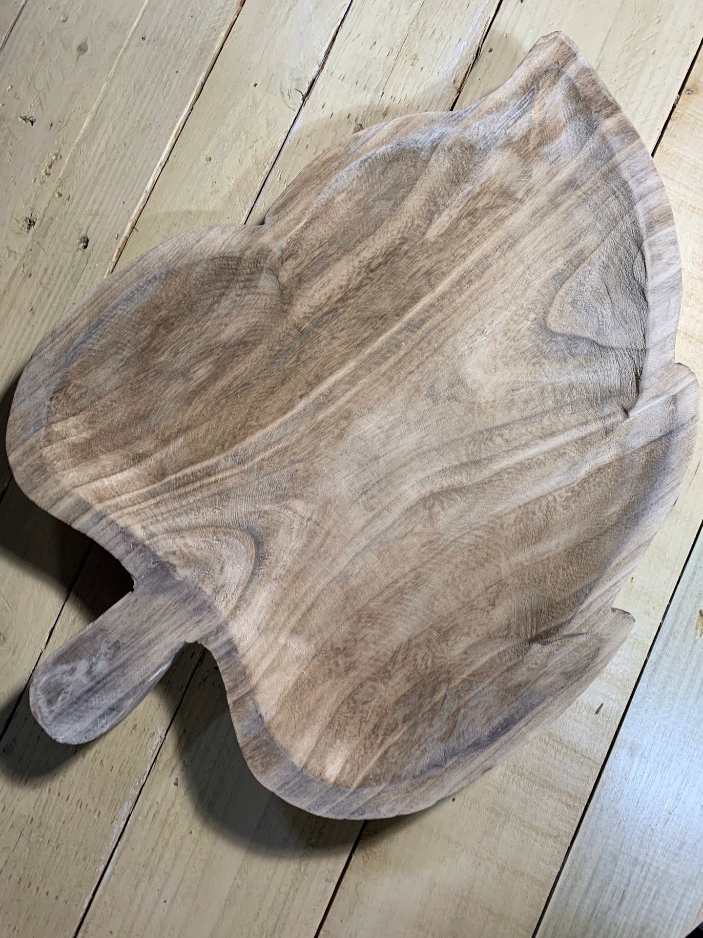 Large Wooden Leaf Tray