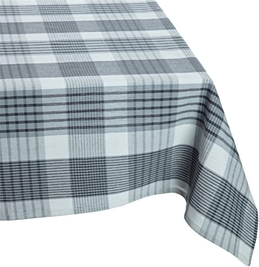 Mahogany Grey Plaid Tablecloth