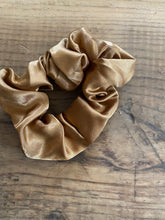 Load image into Gallery viewer, Deep Golden satin scrunchy hair tie.
