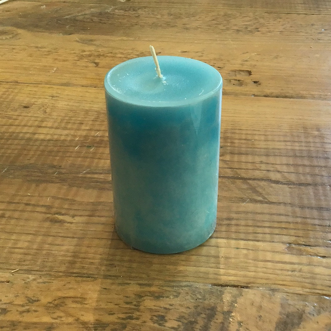 Turquoise Pillar Candle Small 3.5