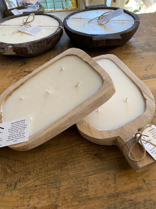 Dough Bowl Soy Candle: Single Handle Light Wash