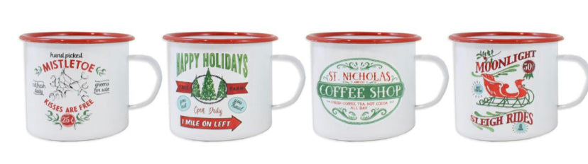 Vintage Christmas Tin Mugs