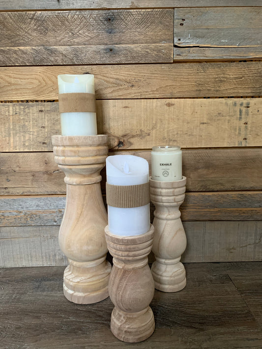 Paulownia wood candle holder