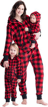 Load image into Gallery viewer, Red Buffalo Plaid Adult Fleece Onesie
