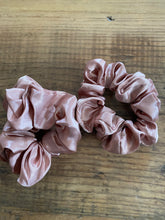 Load image into Gallery viewer, Blush satin scrunchy hair tie.
