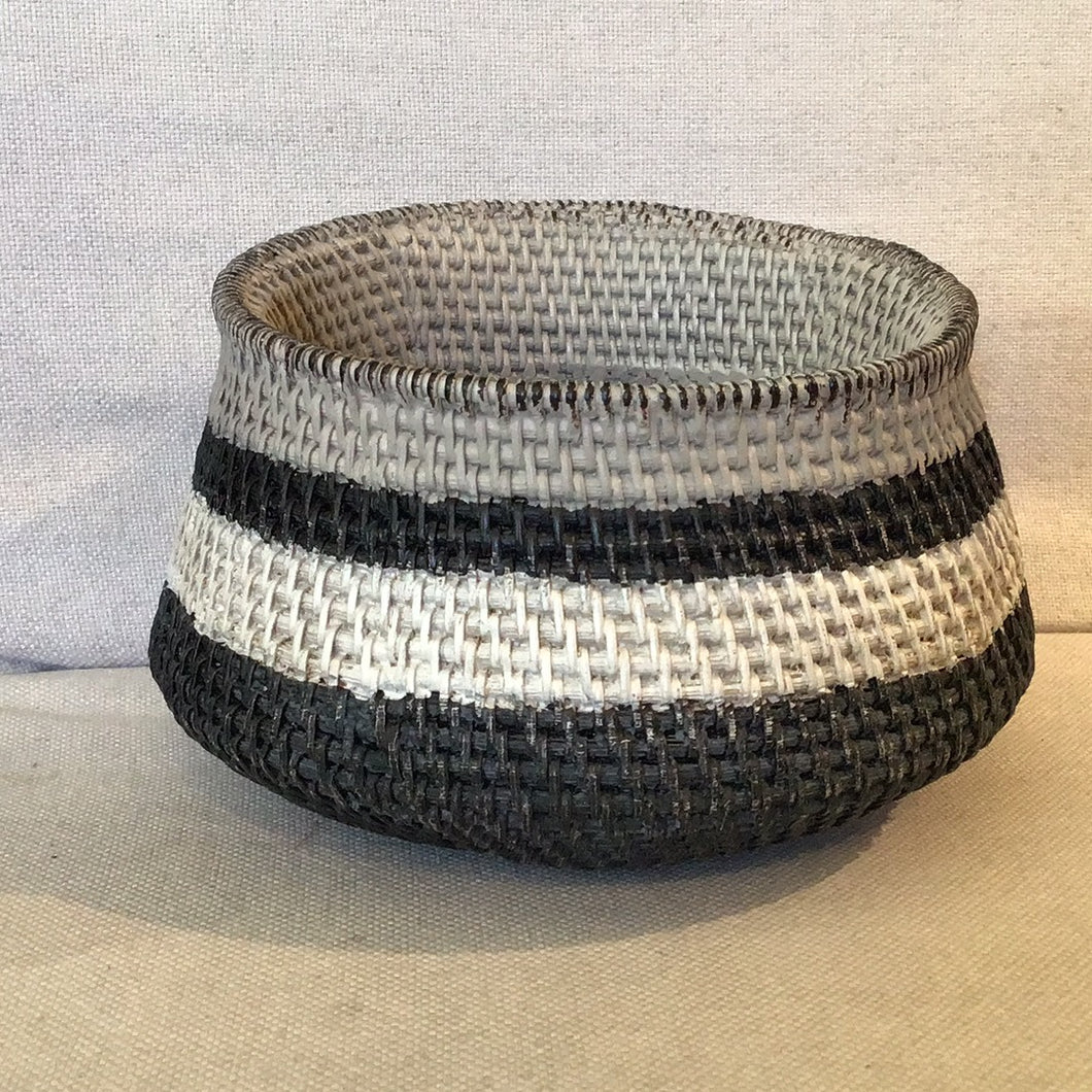 Black and Grey Faux Wicker Basket Planter