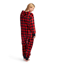 Load image into Gallery viewer, Red Buffalo Plaid Adult Fleece Onesie
