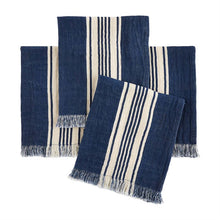 Load image into Gallery viewer, Navy fringed farmhouse napkin set 4
